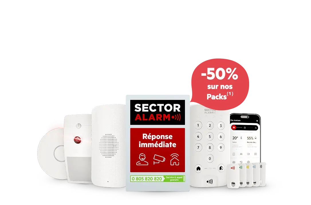 Pack alarme maison sans fil avec capteurs et contrôle depuis smartphone